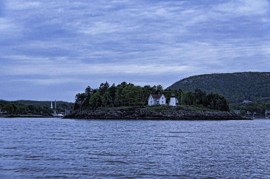Camden Twilight n Curtis Island Light House Photograph by Daniel Hebard