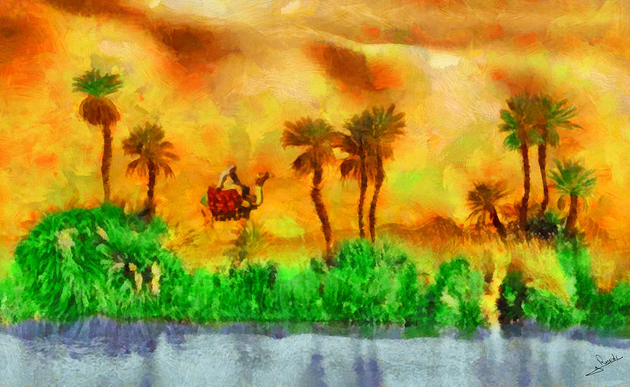 Holiday Painting - Camel in desert by George Rossidis