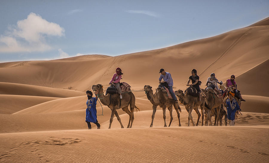 Camel Riders At Sand Dunes Photograph by Carrie Kouri