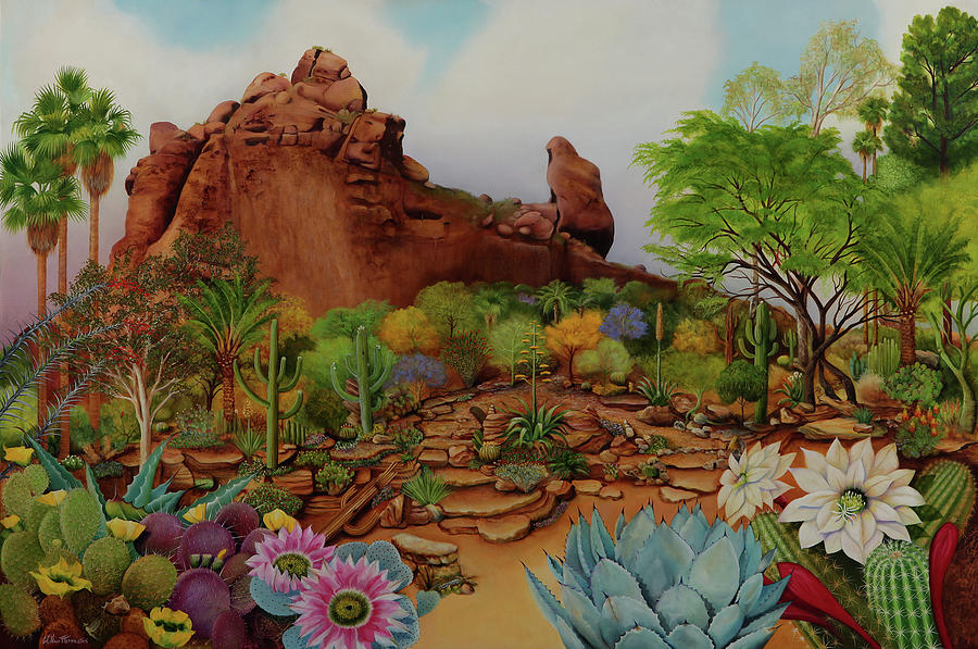 Camelback Mountains Praying Monk Painting by William T Templeton