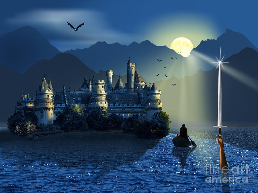 Fairy Digital Art - Camelot and Excalibur by Monika Juengling