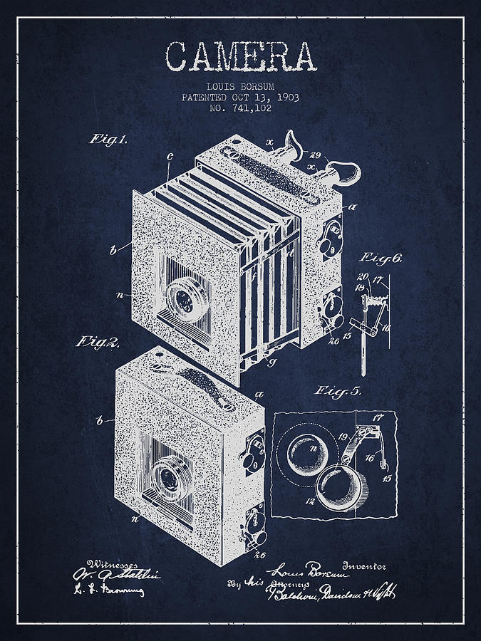 Vintage Digital Art - Camera Patent Drawing from 1903 by Aged Pixel
