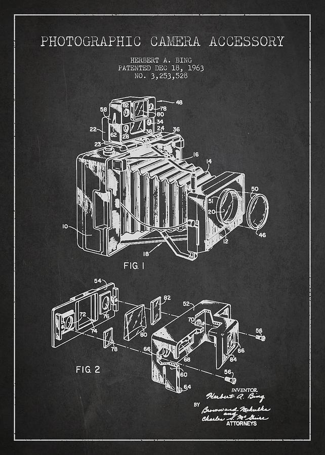 Vintage Digital Art - Camera Patent Drawing From 1963 by Aged Pixel