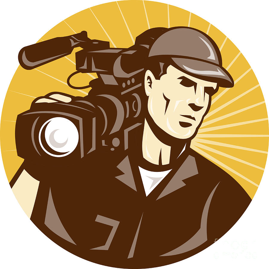 Camera Digital Art - Cameraman Film Crew Pro Video Movie Camera by Aloysius Patrimonio