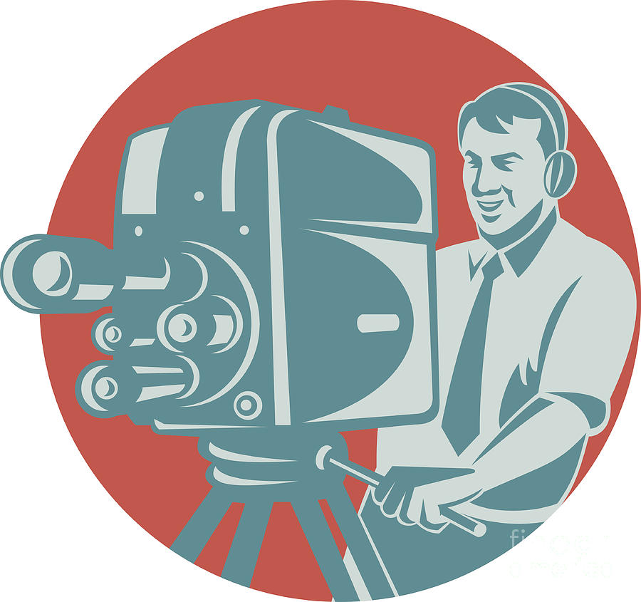 Vintage Digital Art - Cameraman Filming With Vintage TV Camera by Aloysius Patrimonio