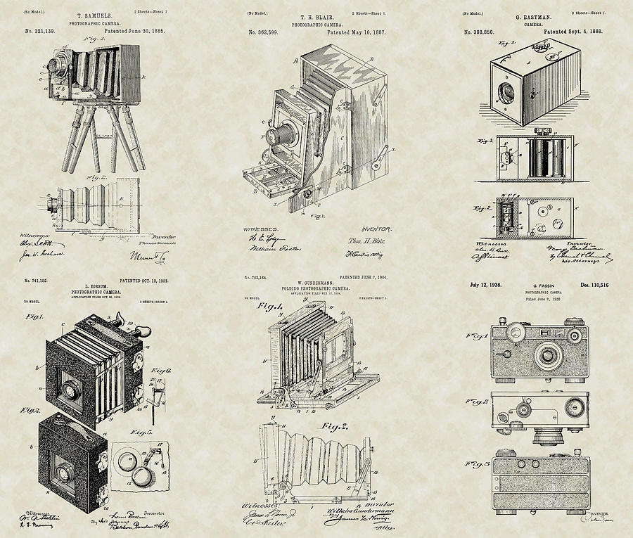 Camera Drawing - Cameras Patent Collection by PatentsAsArt