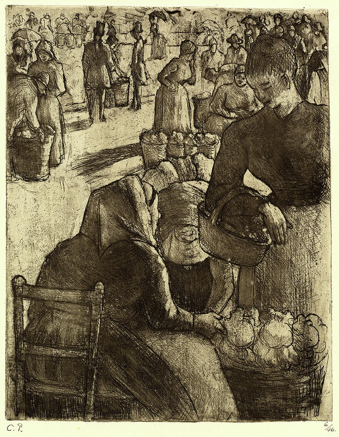 Camille Pissarro Drawing - Camille Pissarro, French 1830-1903, Vegetable Market by Litz Collection