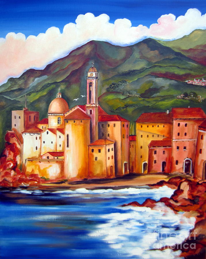 Camogli in Liguria Painting by Roberto Gagliardi