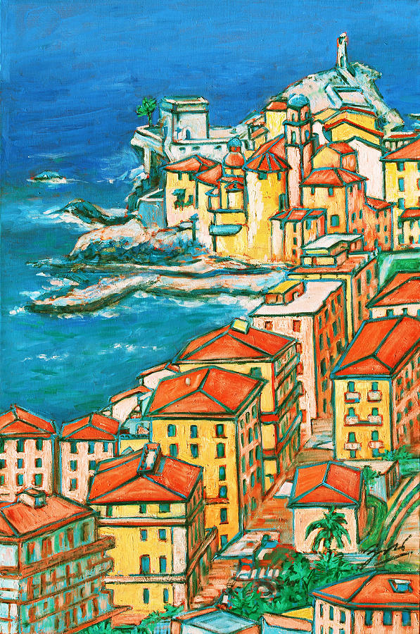 Camogli - Italian Riviera Painting by Xueling Zou
