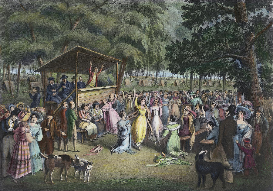 Camp Meeting, C1830 Painting by Granger