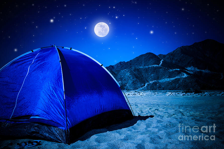 Camp tent on the beach at night Photograph by Anna Om - Fine Art America