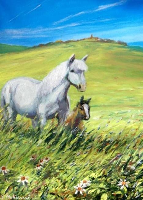 Natura Painting - Campagna con cavalli by Sandro  Mulinacci