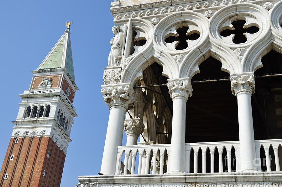 Architecture Photograph - Campanile and Doges Palace by Sami Sarkis