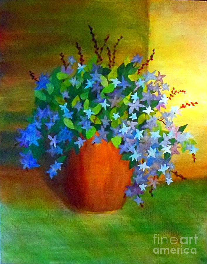 Flowers Still Life Painting - Campanula in Terra Cotta by Desiree Paquette