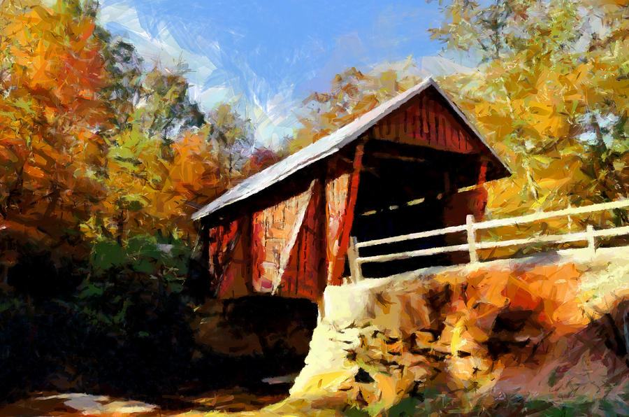 Campbells Covered Bridge Painting by Lynne Jenkins