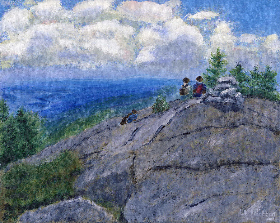 Campers on Mount Percival Painting by Linda Feinberg