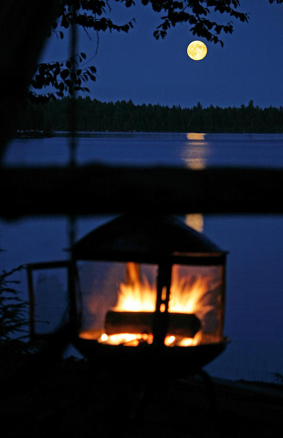 Campfire by Moonlight Photograph by Barbara West