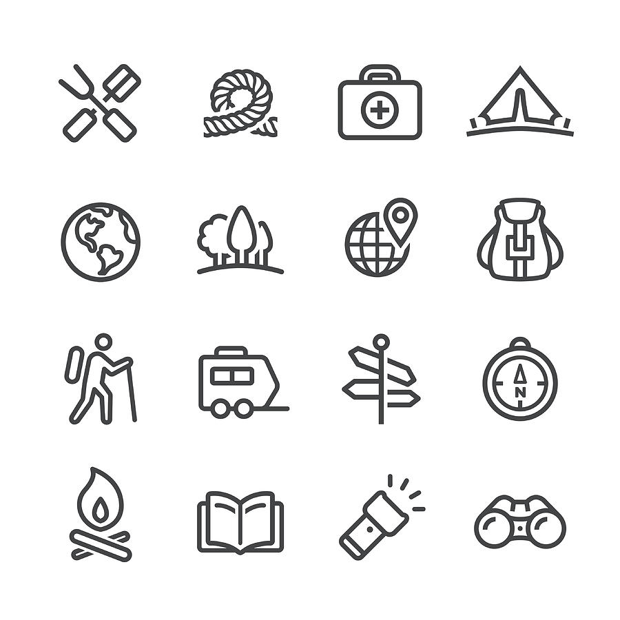 Camping and Outdoor Icon - Line Series Drawing by -victor-