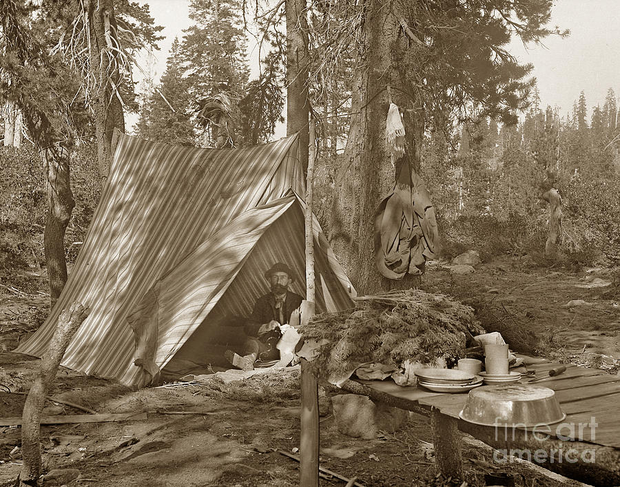 Camping Photograph - Campinging out in the wild of California circa 1887 by Monterey County Historical Society