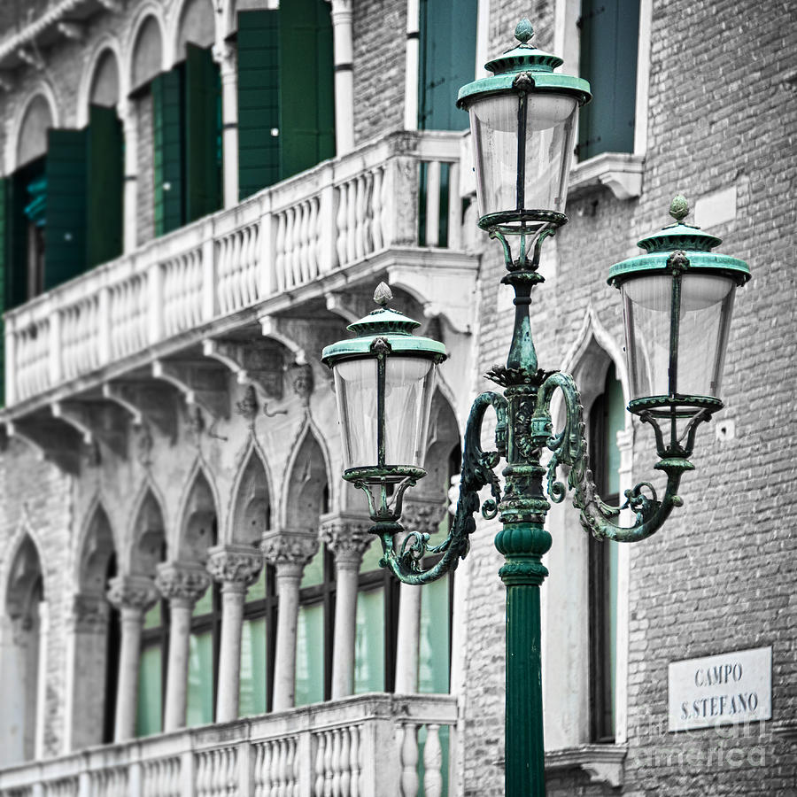 City lights on campo Stefano in Venice, Italy Photograph by Delphimages Photo Creations