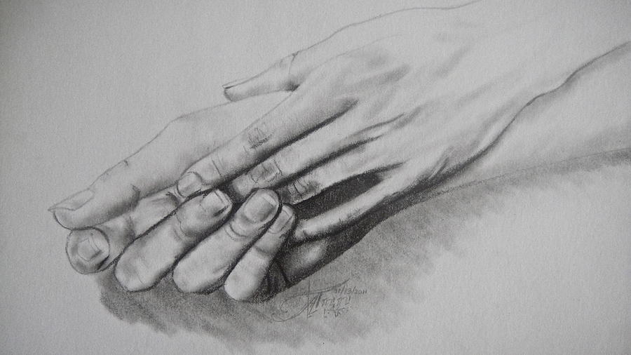 Can We Hold Hands Drawing By Ann Supan