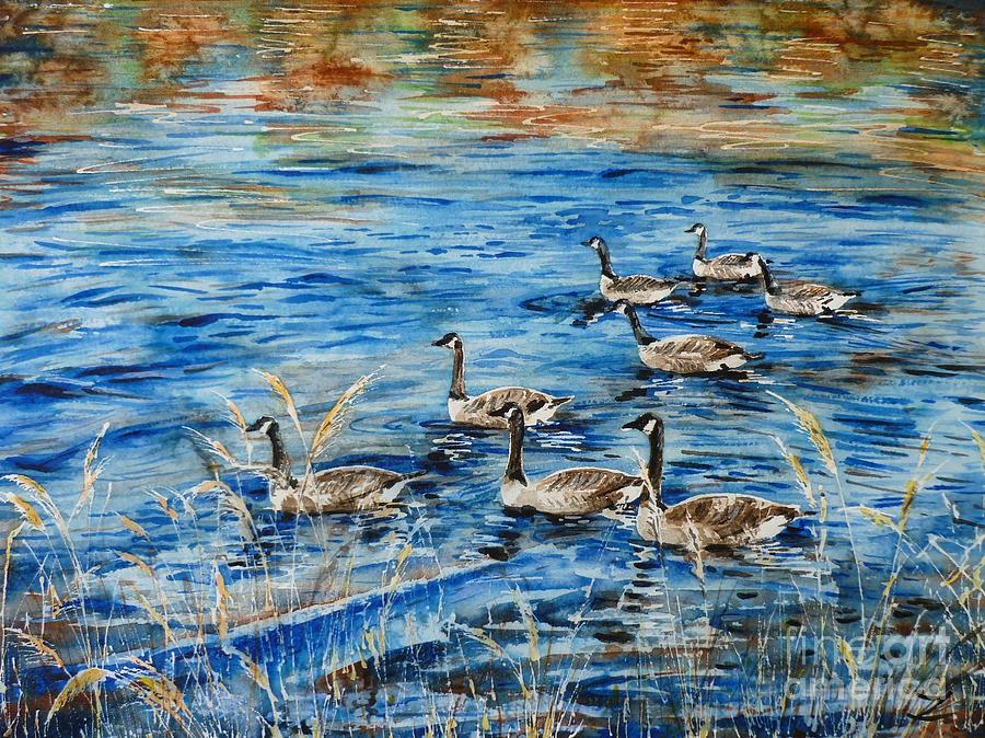 Canada Geese Painting by Zaira Dzhaubaeva