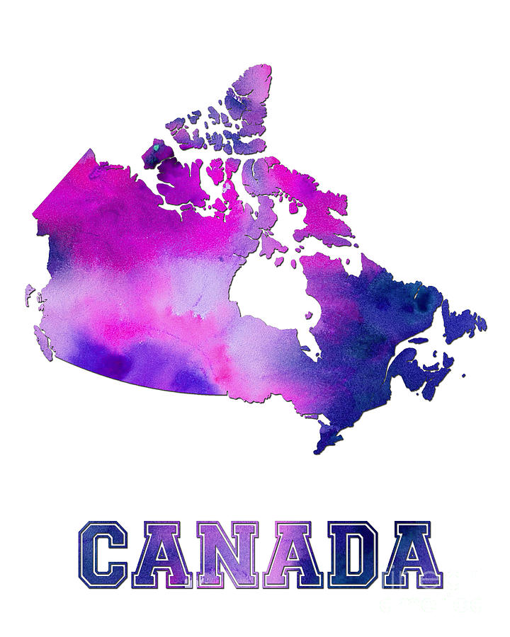 Canada Map Watercolor Digital Art by Edit Voros Fine Art America
