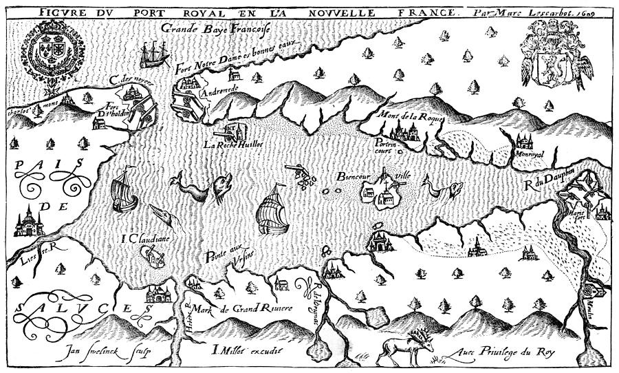 Map of Port Royal, 1609 Drawing by Granger