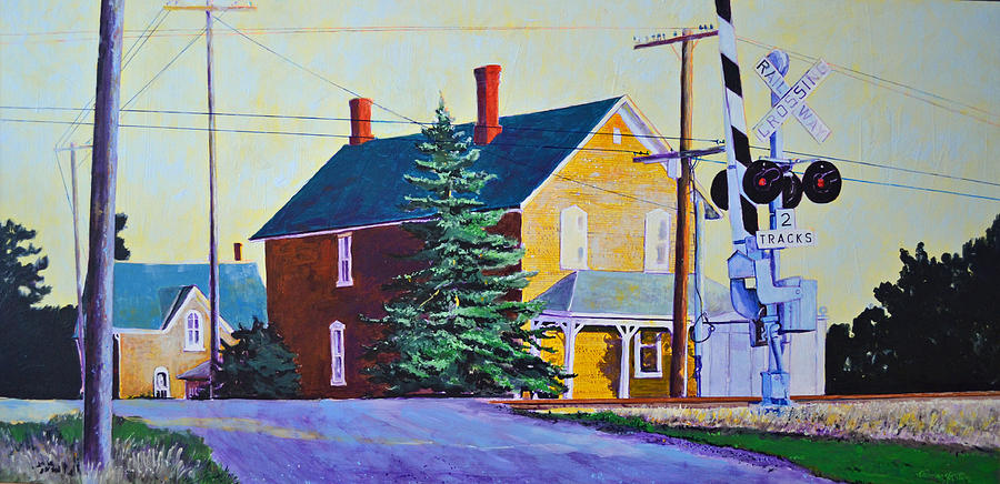 Train Painting - Canadian Crossing by Thomas Stratton Train Painting - Canadian Crossing by Thomas Stratton