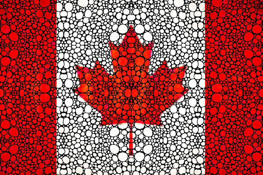 Canadian Flag - Canada Stone Rockd Art By Sharon Cummings Painting by Sharon Cummings