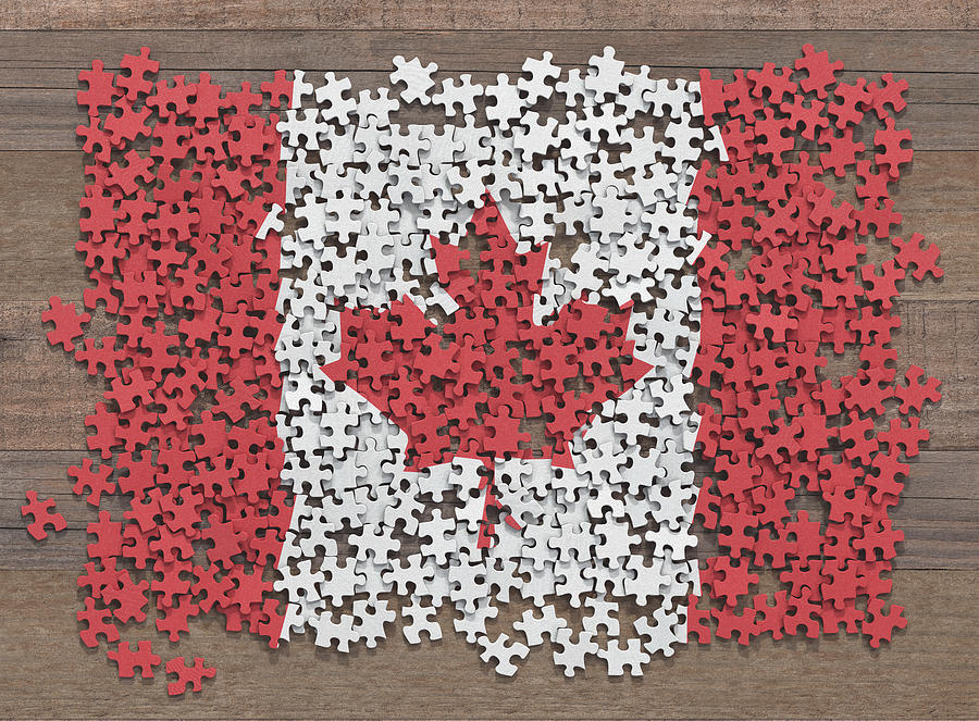 Canadian flag jigsaw puzzle, illustration Drawing by Ktsdesign/science Photo Library