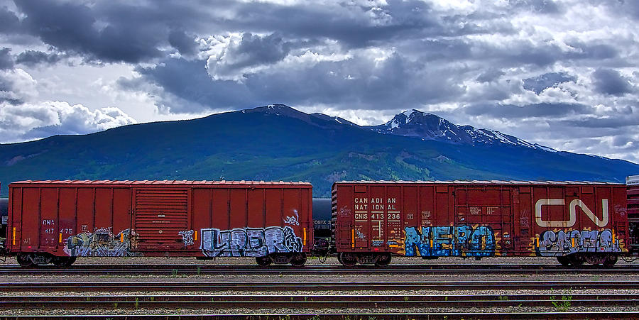 Canadian Freight Train in Jasper Photograph by Stuart Litoff