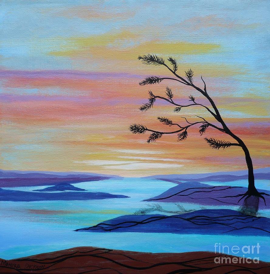 Canadian North Tree Painting by Monika Shepherdson