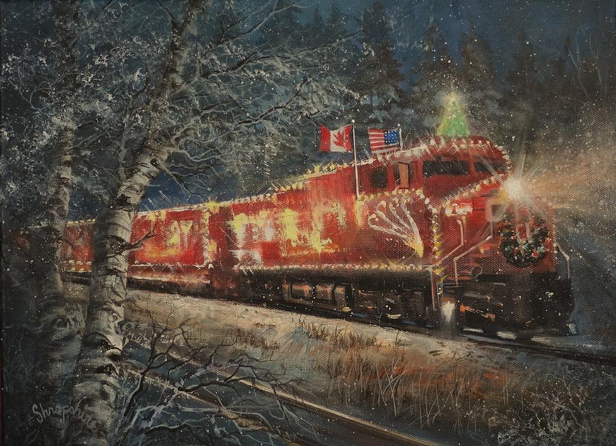 Canadian Pacific Holiday Train Painting by Tom Shropshire