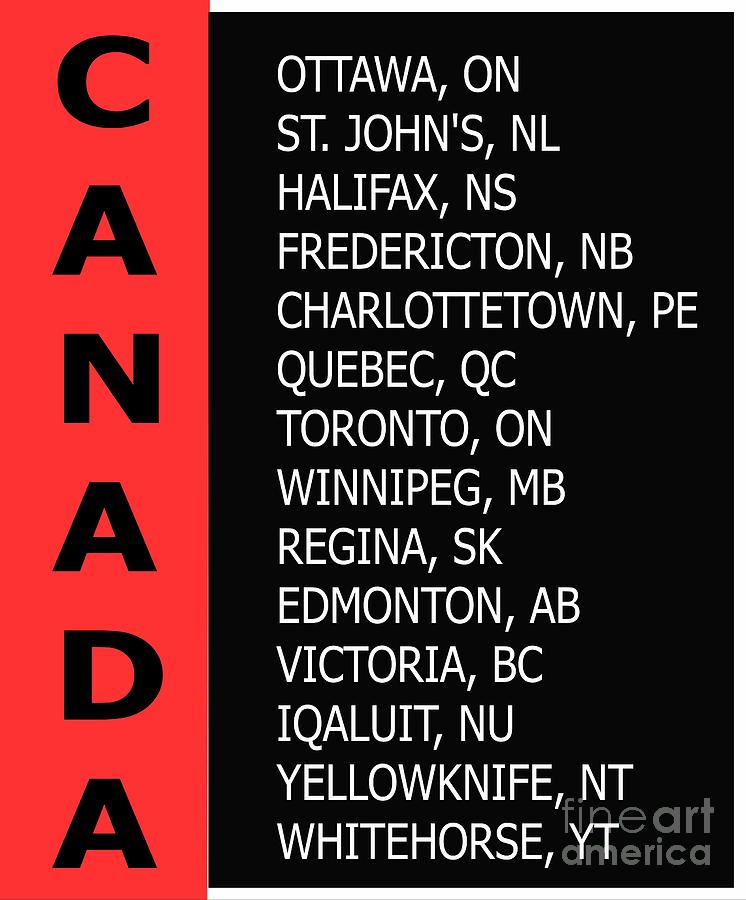 Canada Capitals and Provinces 2 Digital Art by Barbara A Griffin