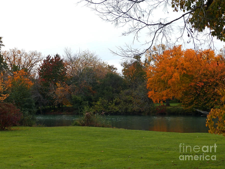 Canal and Fall Colors - M Landscapes Fall Collection No. LF42 Photograph by Monica C Stovall