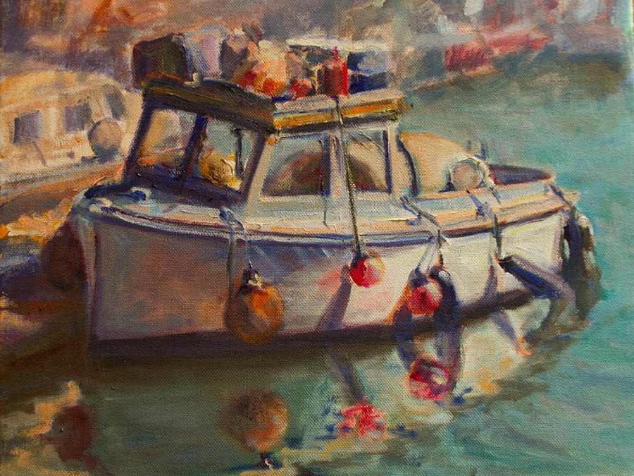 Canal Boat Painting by Margaret Elliott