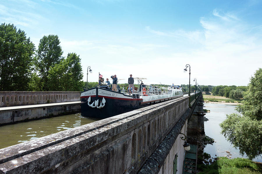 Canal Boat On The Briare Aqueduct Photograph by Louise Murray