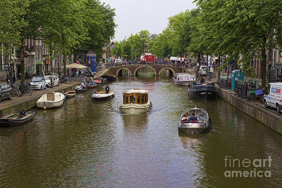 Canal Boats - Amsterdam Photograph by Crystal Nederman