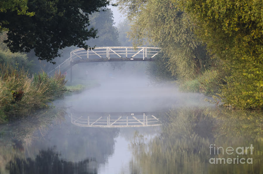Bridge Photograph - Canal bridge in the mist  by Steev Stamford
