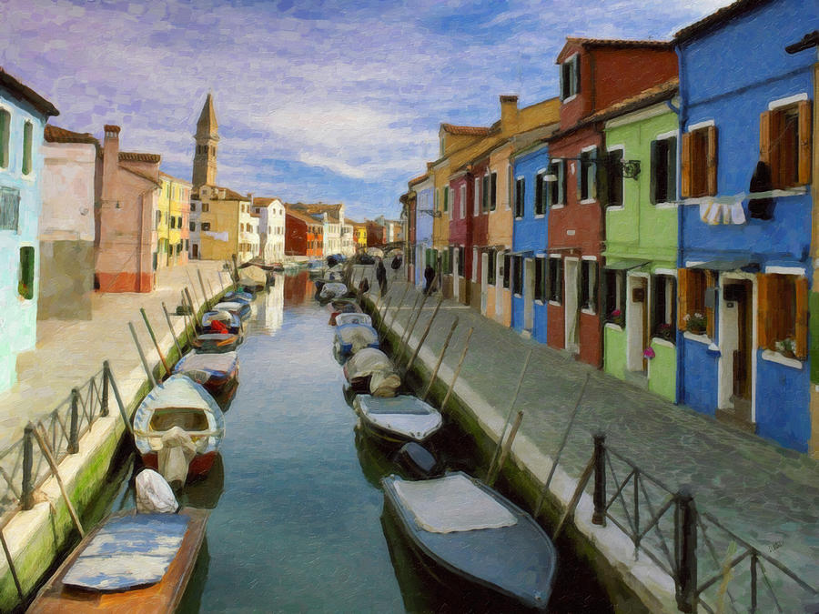 Canal Burano  Venice Italy  Painting by Dean Wittle
