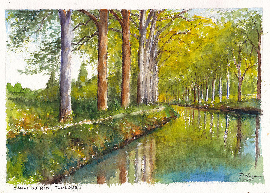 Canal du Midi at Toulouse France Painting by Dai Wynn