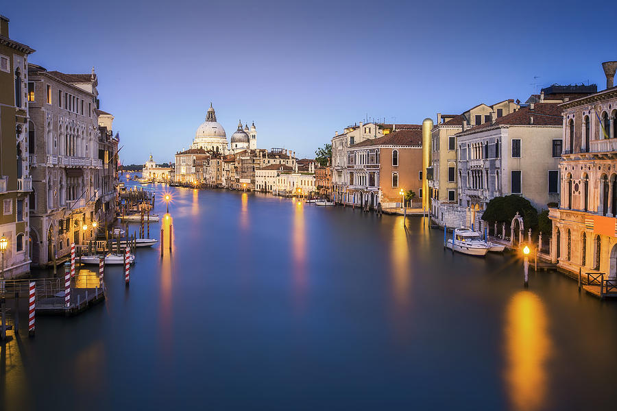 Canal Grande with Basilica di Santa Maria della Salute in the background at sunset, Venice, Italy Photograph by Adisorn Fineday Chutikunakorn