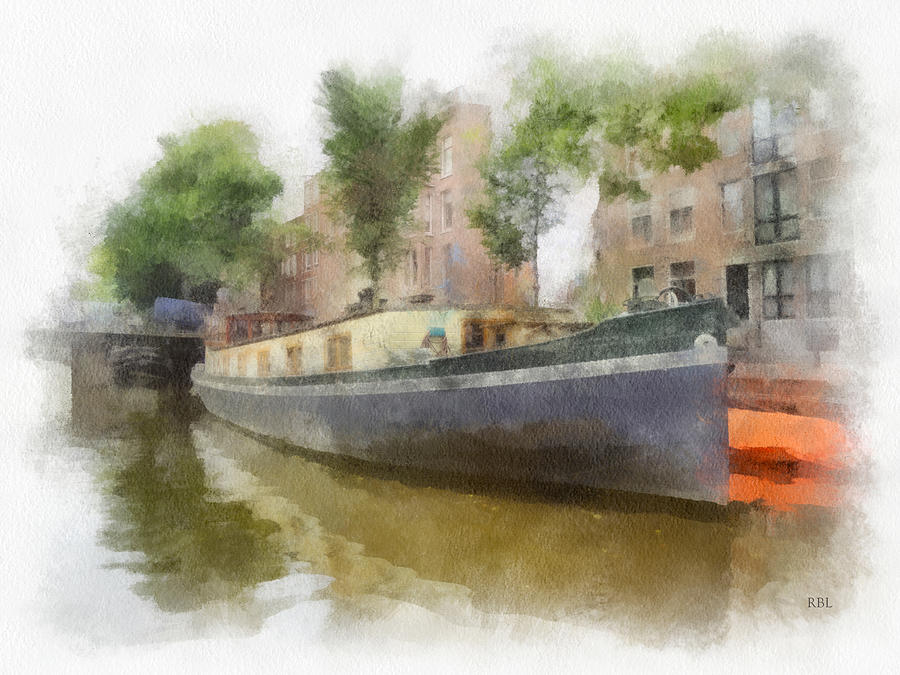 Boat Digital Art - Canal Houseboat by Rick Lloyd