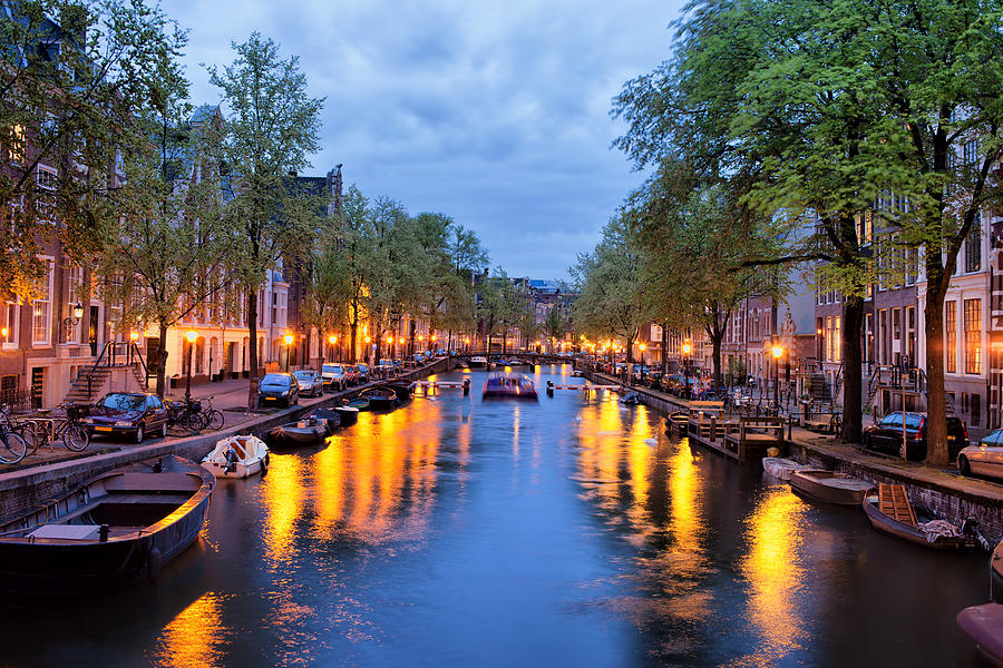 Canal in Amsterdam at Dusk Photograph by Artur Bogacki