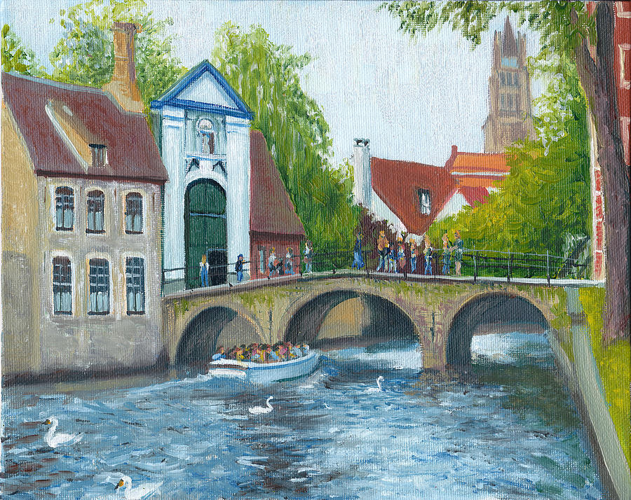 Canal in Bruges Belgium Painting by Dai Wynn