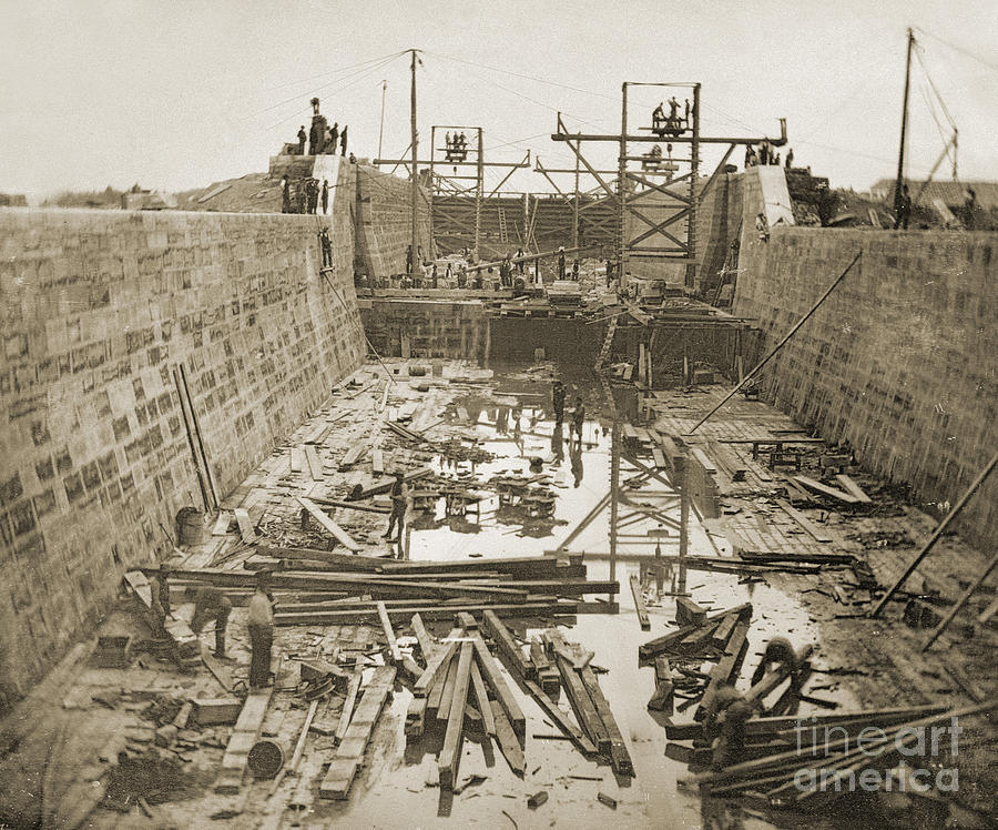 Canal Lock Under Construction, 1849 Photograph by Getty Research Institute