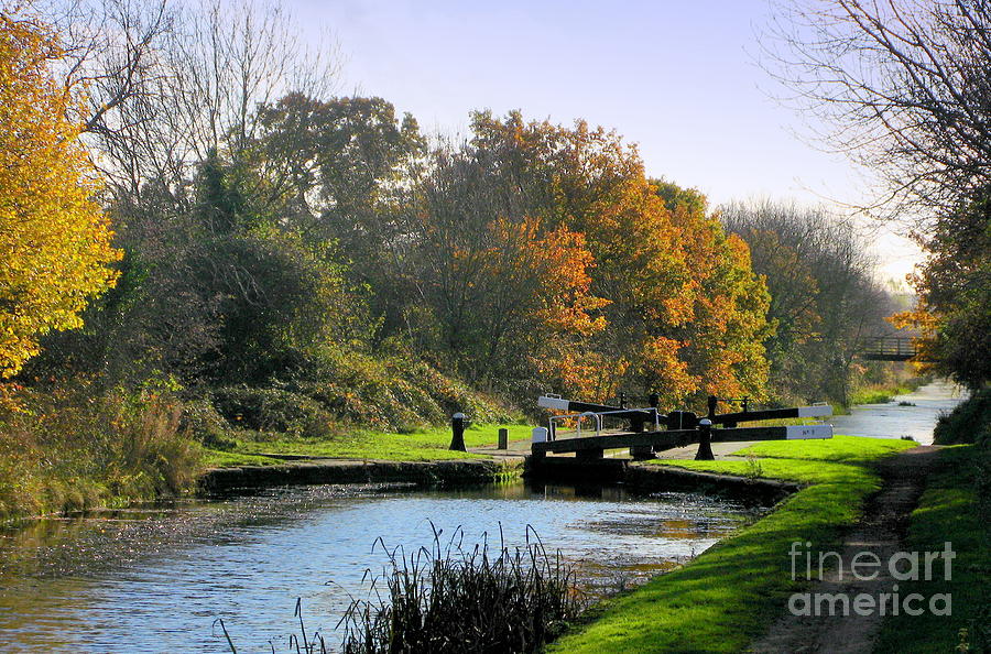 Fall Photograph - Canal Locks in Autumn by John Chatterley