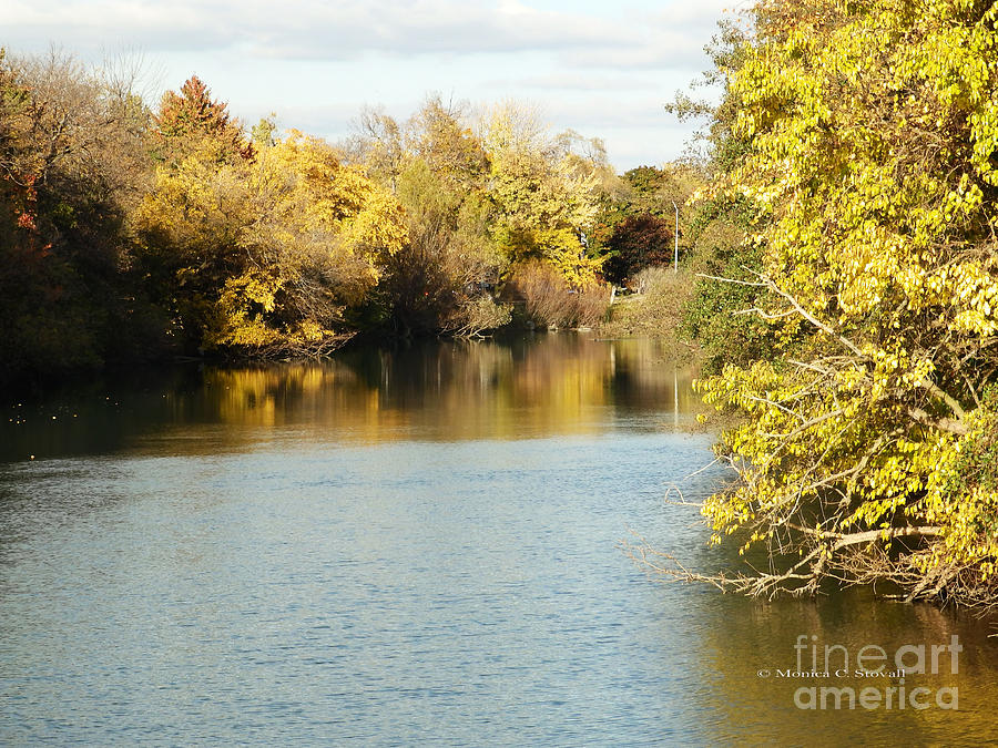 Canal Shoreline Fall Colors - M Landscapes Fall Collection No. LF25 Photograph by Monica C Stovall