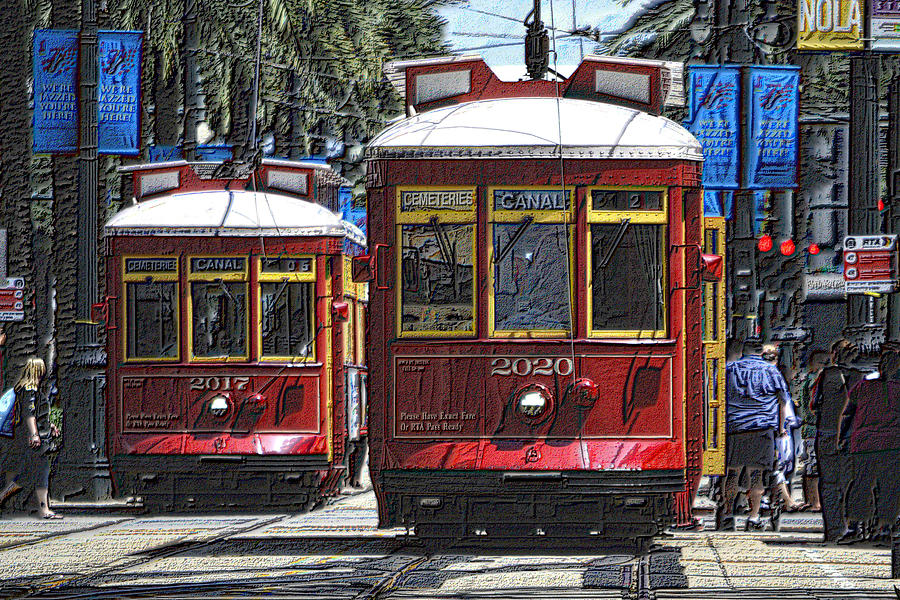 Canal St Cable Cars Photograph by Nadalyn Larsen